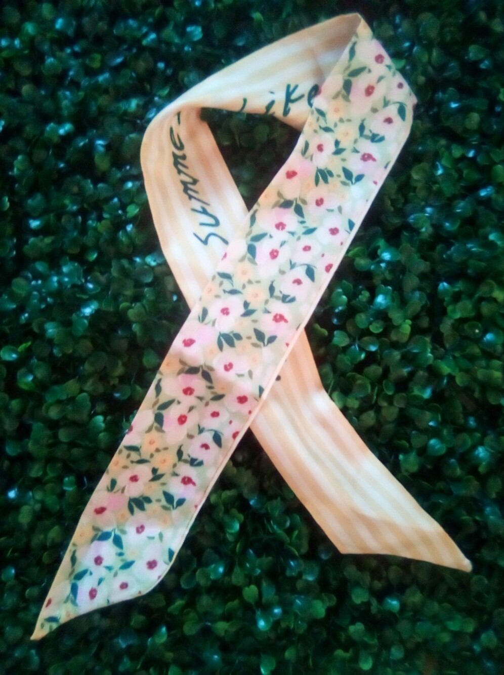 Floral Pink Yellow Twilly Scarf - Women's Accessory